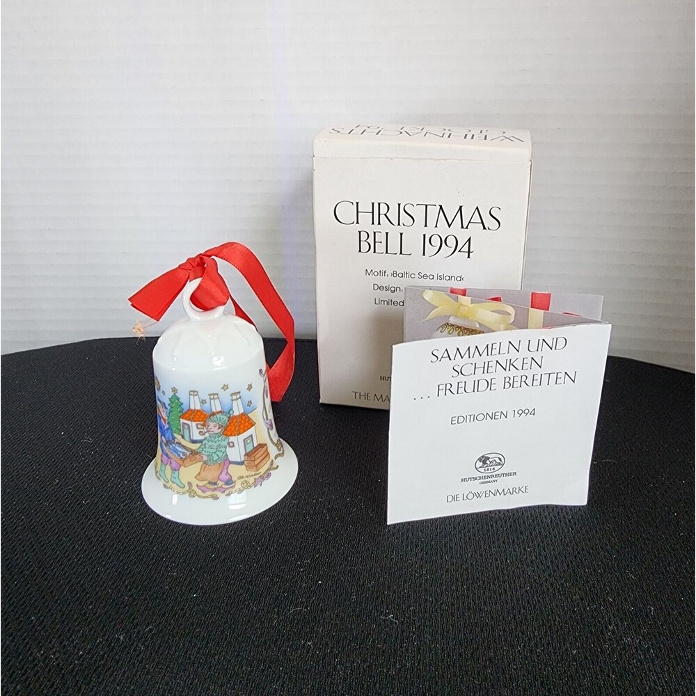 Vtg Hutschenreuther Porcelain Christmas Bell Ornament Baltic Sea Island 1994